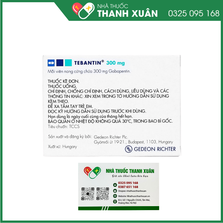 Tebantin 300mg trị động kinh, đau dây thần kinh ngoại biên